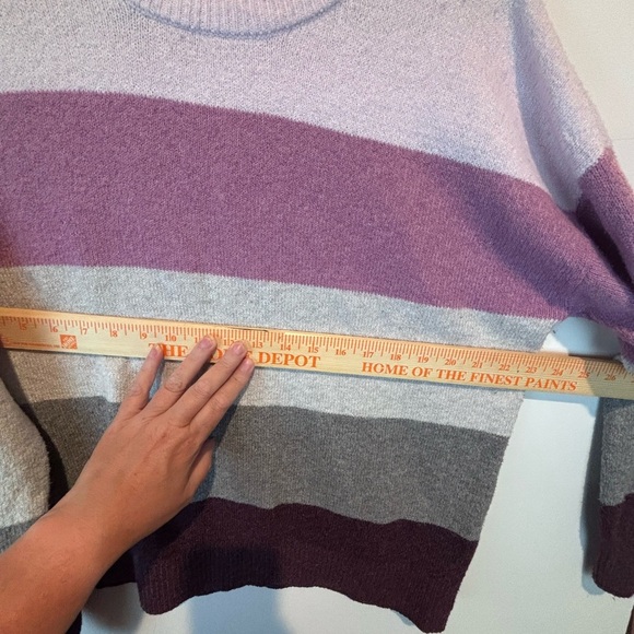 Time and Tru XXL Women’s Sweater – Purple Gray Colorblock Stripe Pullover - Picture 5 of 12